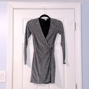 H&M Silver Wrap Mini Dress XS